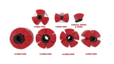 Modular, “one-size-fits-all” floats accommodating 1–40 in. diameter lines